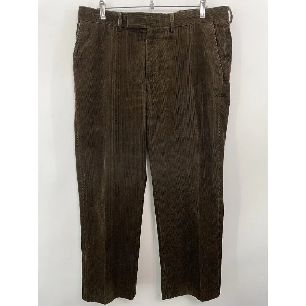 Vintage Polo Ralph Lauren Preston Corduroy Pants Wide Leg Preppy Brown Men 36x27